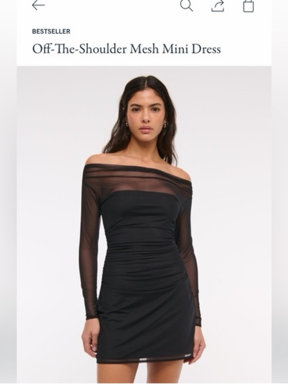 Abercrombie & Fitch Black Off-the-Shoulder Mesh Mini Dress